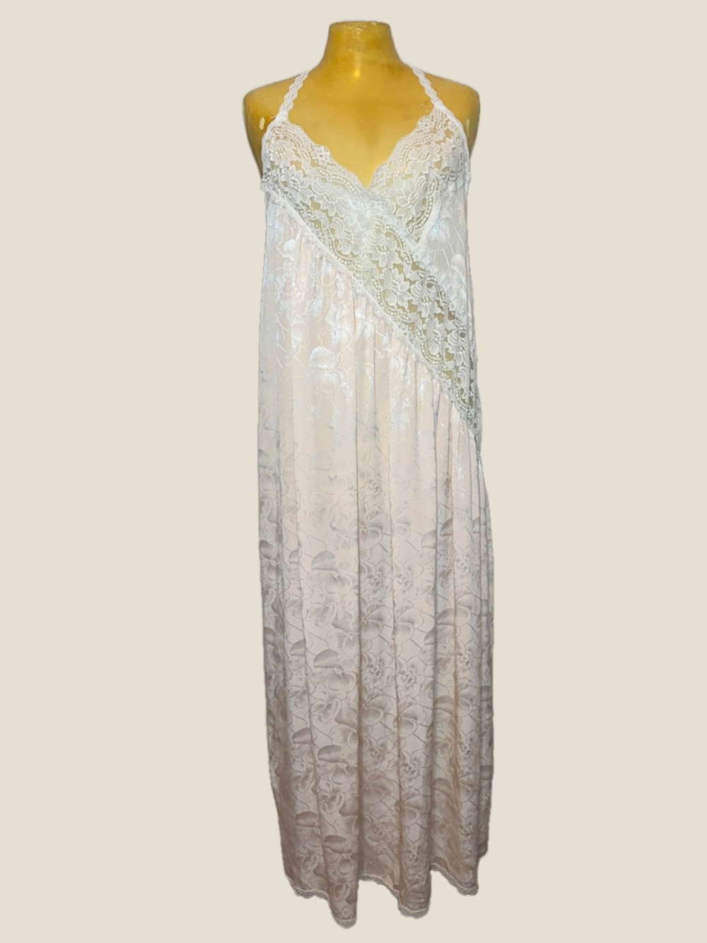 🕊️Vintage Miss Dior Ivory Jacquard Lace Nightgown Slip Dress🕊️
